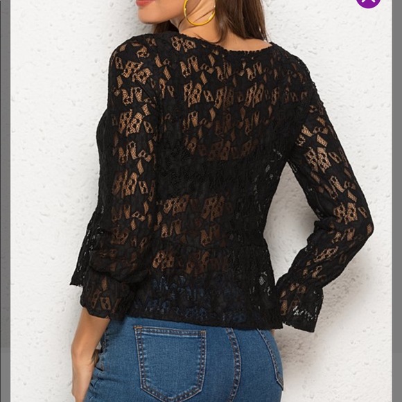 Lace Peplum Top Black NWOT - Picture 3 of 4